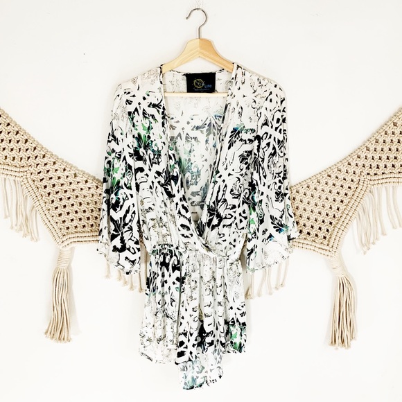 Blue Life Pants - Blue Life Boho Sleeve Wrap Floral Romper